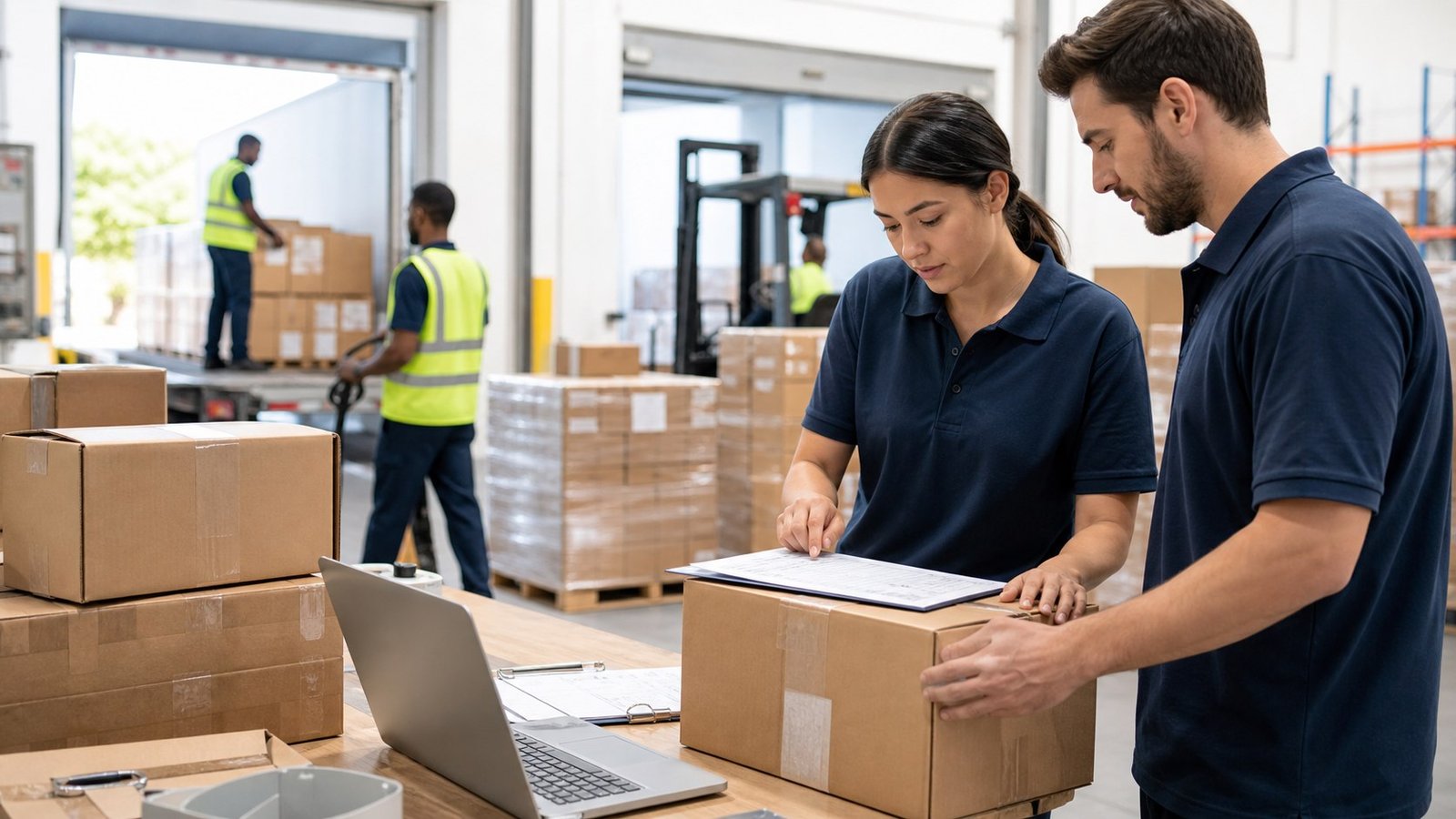 Shipping preparation and logistics coordination in an organized warehouse