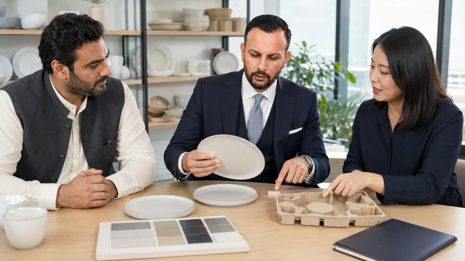 Buyers develop a product brief with sample plates, finish references and packaging