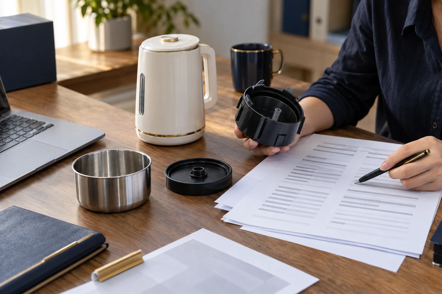 An appliance and its housing components being compared with technical records.