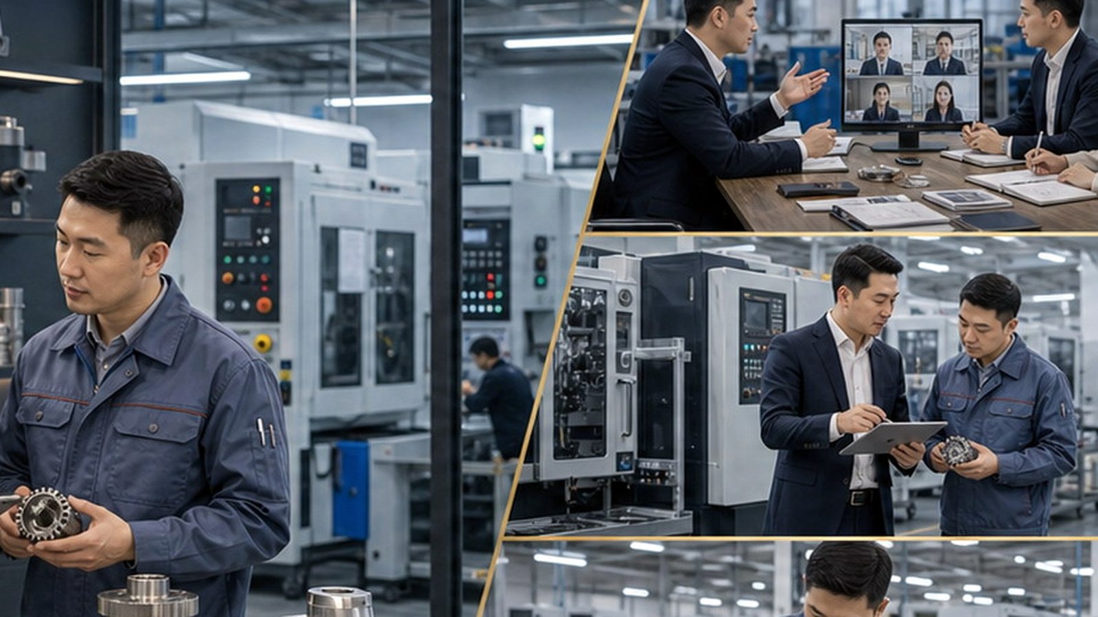 Used machinery condition review and export preparation in China alternate workspace scene