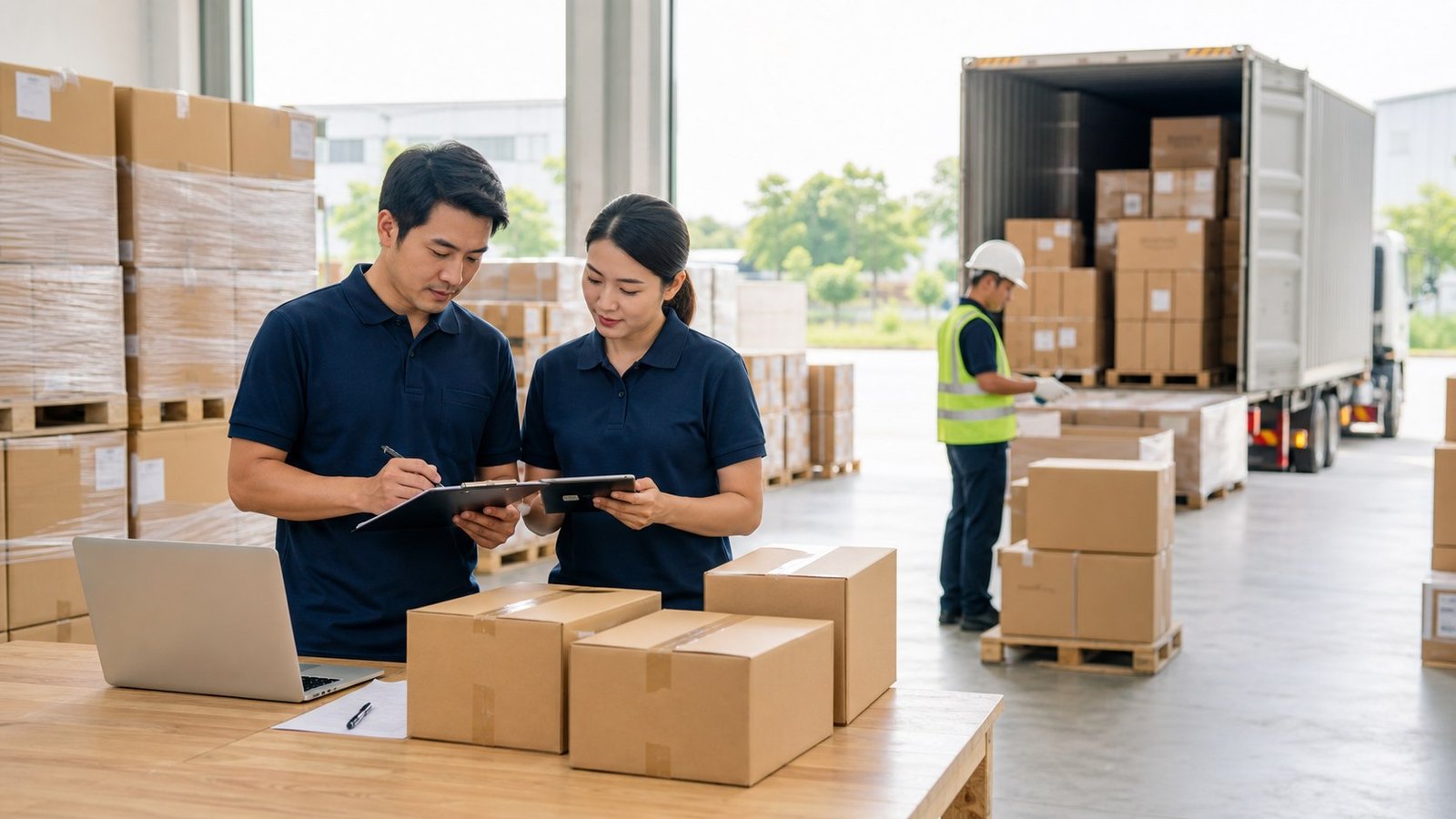 Shipping preparation and logistics coordination in an organized warehouse