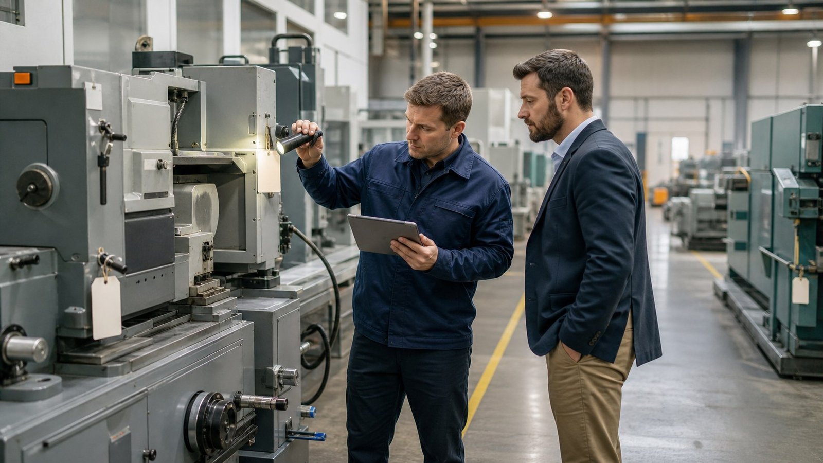 Used machinery inspection and condition review before sourcing approval