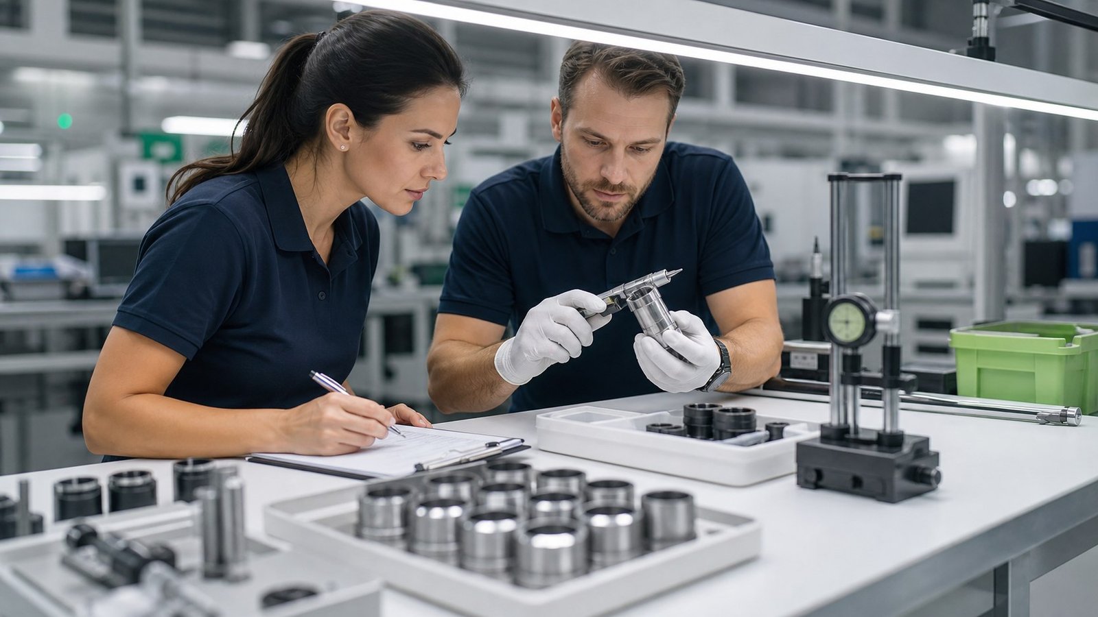 Supplier verification and quality checks at a clean inspection station