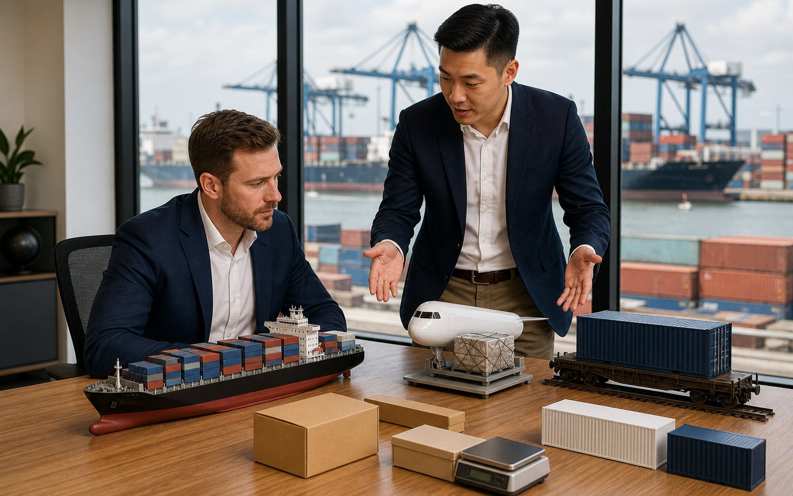 Buyer comparing freight routes, charges, transit times, and shipment conditions