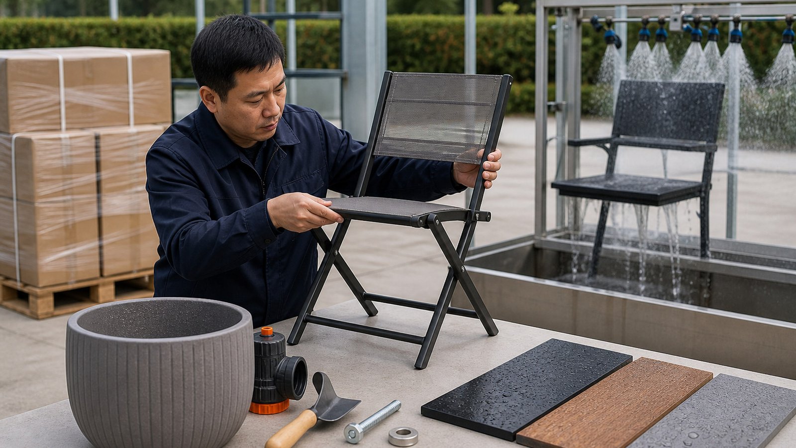 Garden and outdoor living products checked for materials and weather exposure