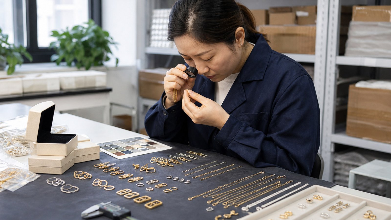 Jewelry and fashion accessories checked for finish, materials, and packaging