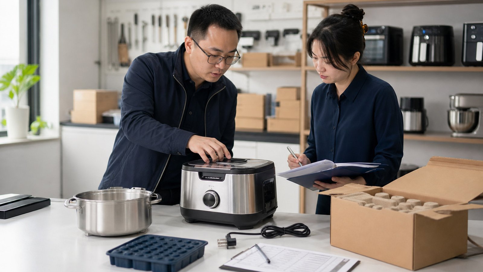 Kitchenware and small appliances checked for function, finish, and packaging