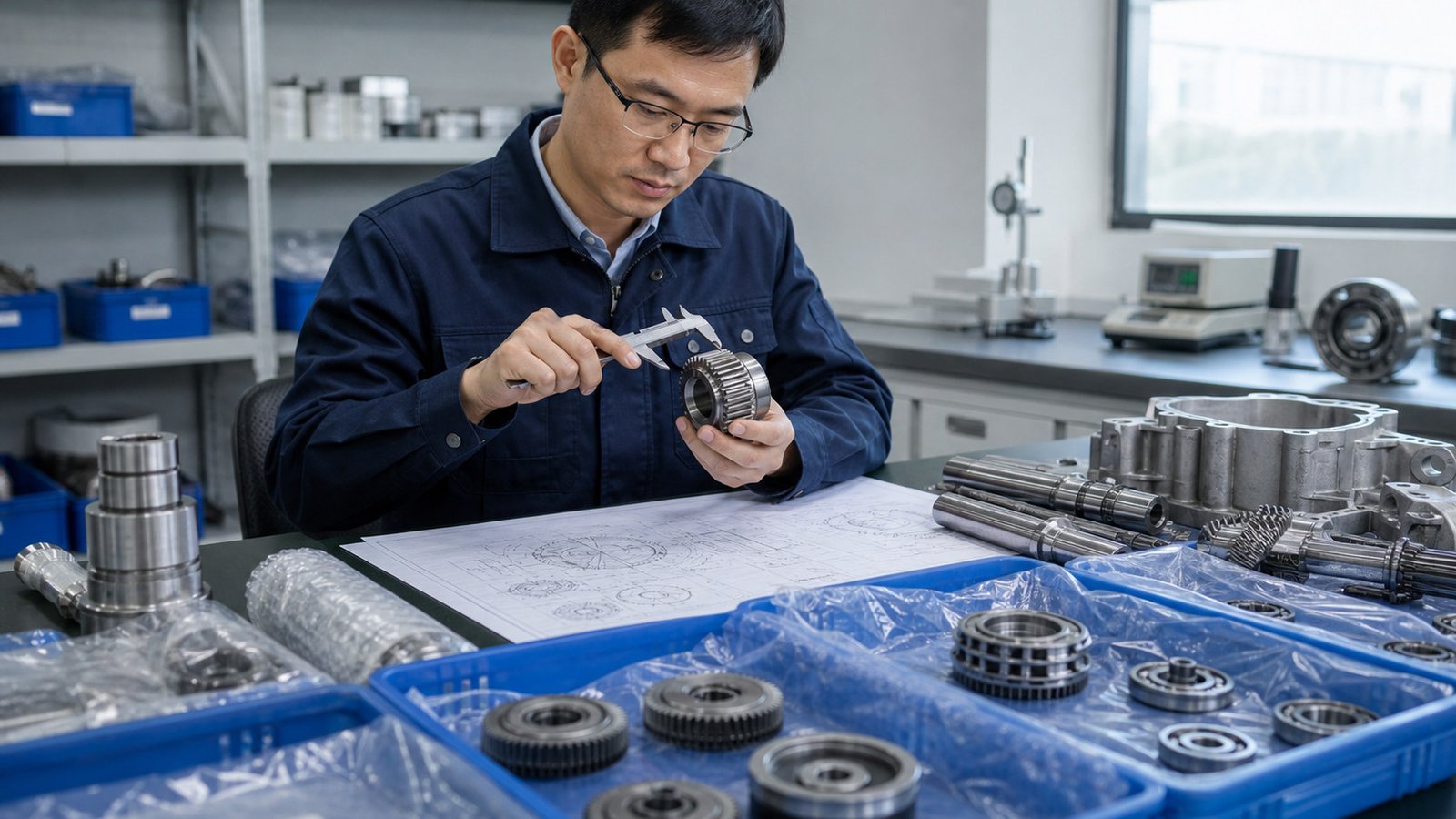 Industrial spare parts matched against drawings and compatibility references