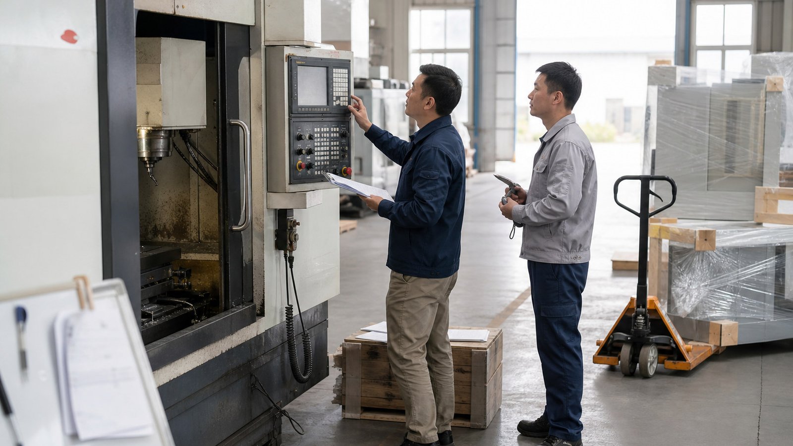 Used industrial machinery inspected for condition and operating details