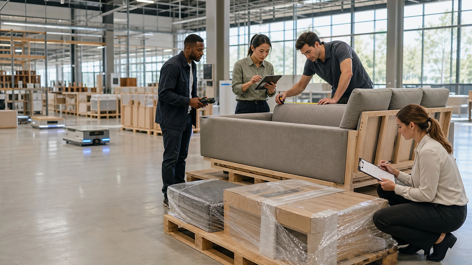 Sourcing illustration for furniture sourcing and delivery coordination