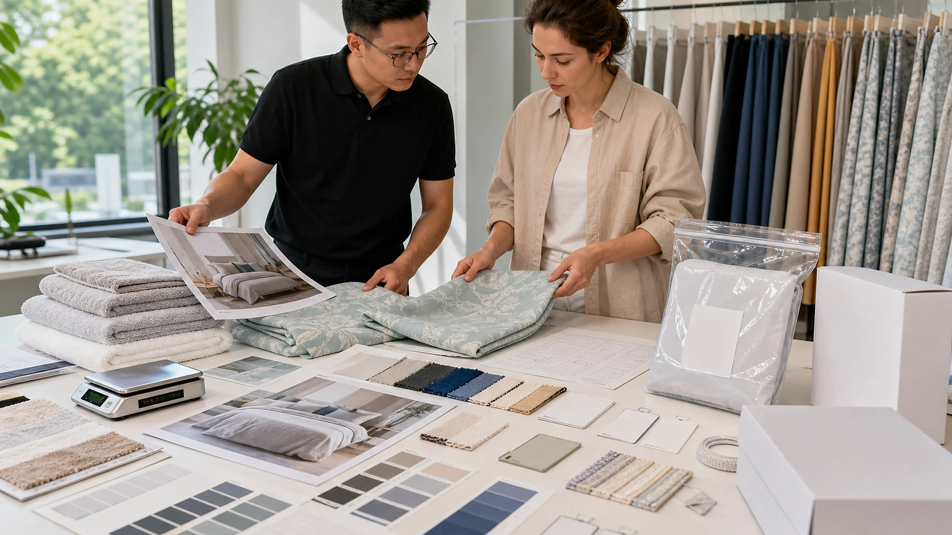 home textiles buyer preparation card for Source home textiles with fabric, finishing, packaging, and shipment details organized.