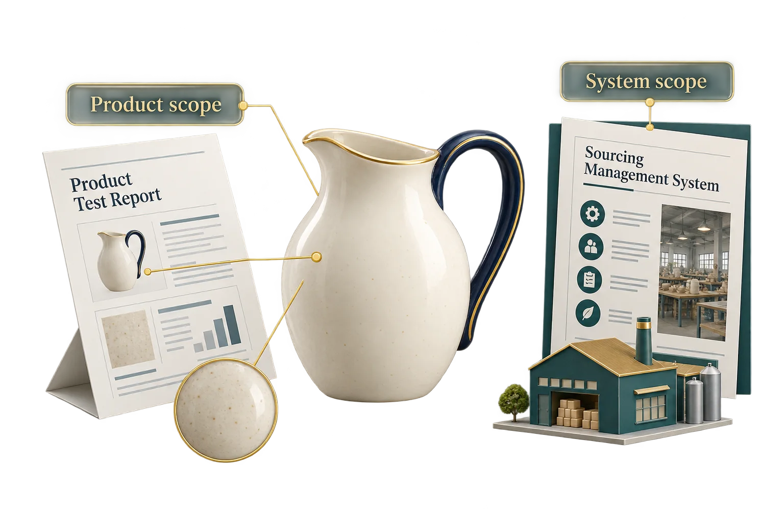 Separate system and product report scopes show why a certificate must be matched to the relevant claim.