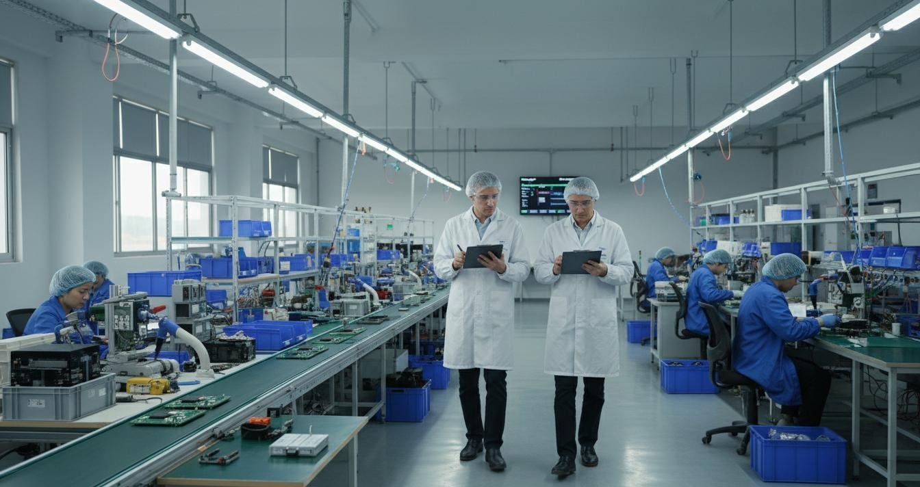 Compliance test samples reviewed before mass production at a China factory