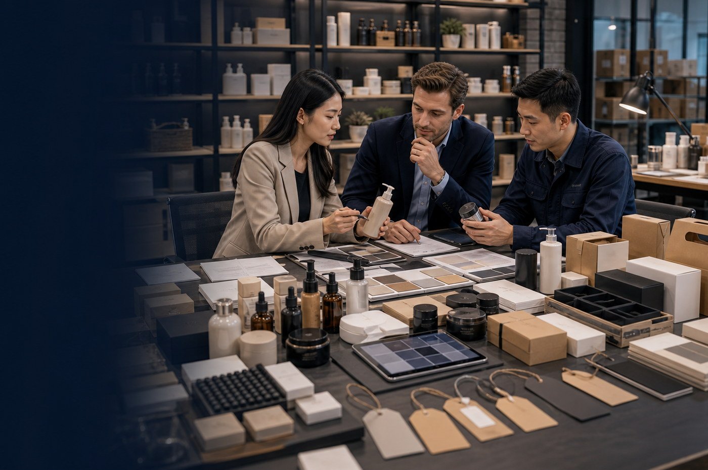 Product sample coordination overview with approval notes and supplier comparison