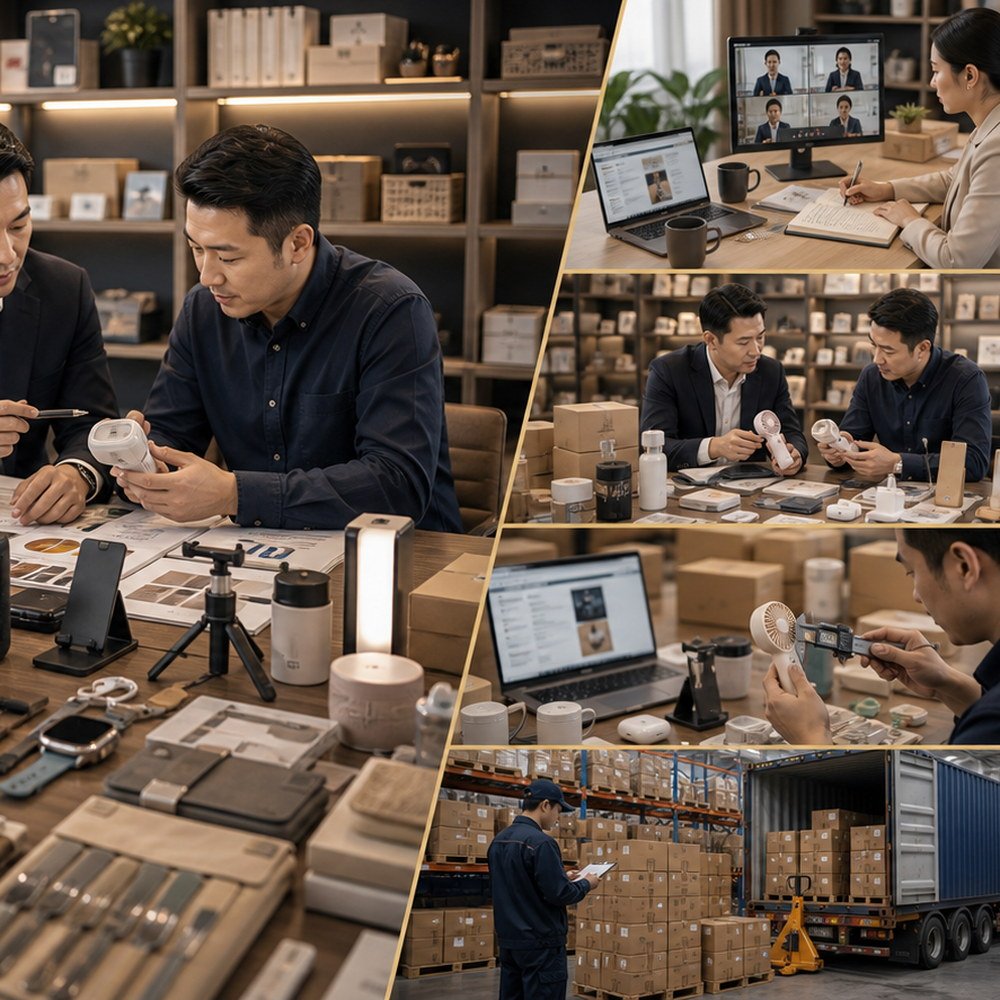 Supplier communication for e-commerce products with sample notes, packaging files, labels, MOQ questions, and quotation comparison