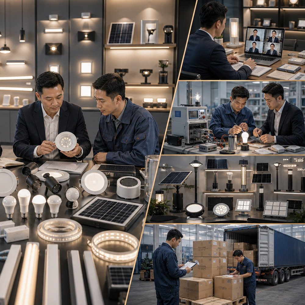 Supplier communication for energy and lighting products with LED sample notes, driver specifications, certification document requests, and quotation comparison