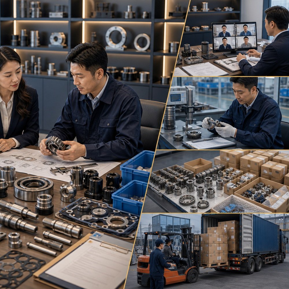 Supplier communication for spare parts using drawings, part references, and component samples