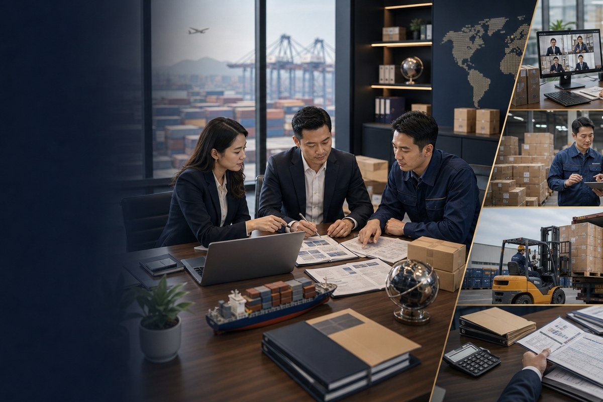 Shipping coordination with cartons, freight documents, and export preparation in China