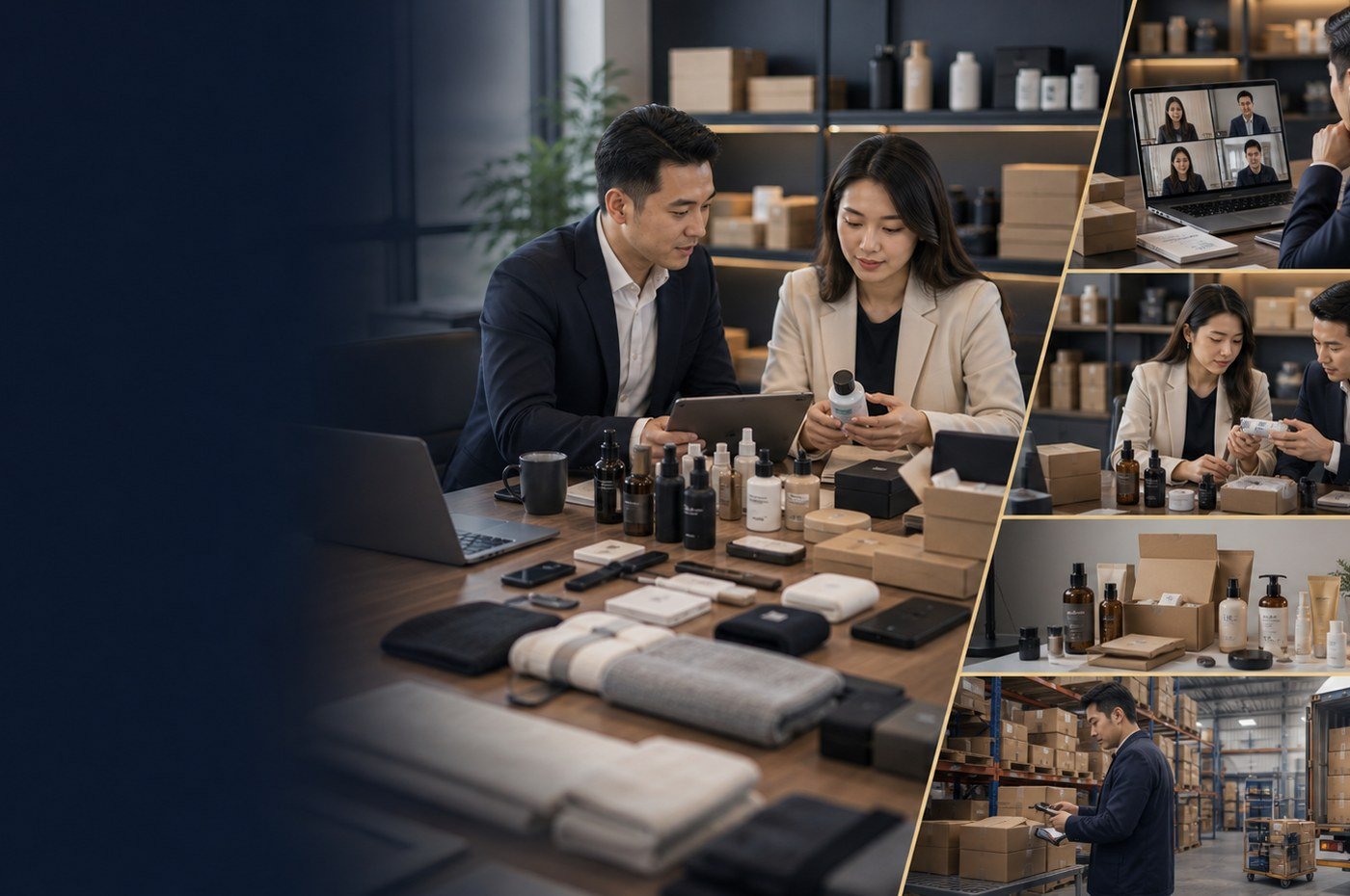 E-commerce sourcing overview with product samples supplier notes and packaging decisions