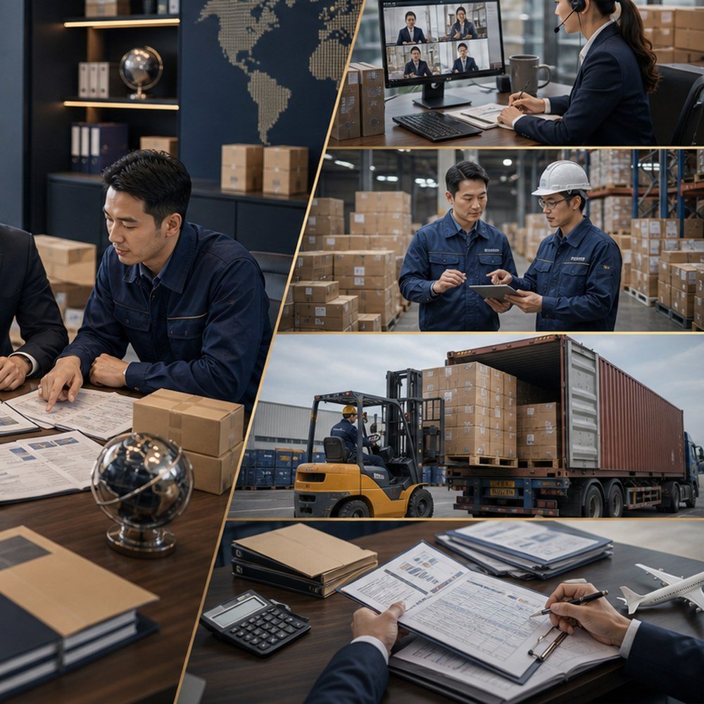 Shipping document review with commercial invoice packing list and freight notes