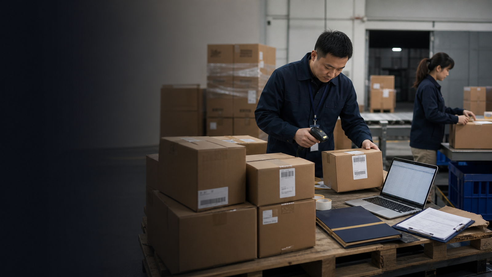 LIFA warehouse and fulfillment coordination with cartons labels barcode scanning packing list and shipping handoff preparation