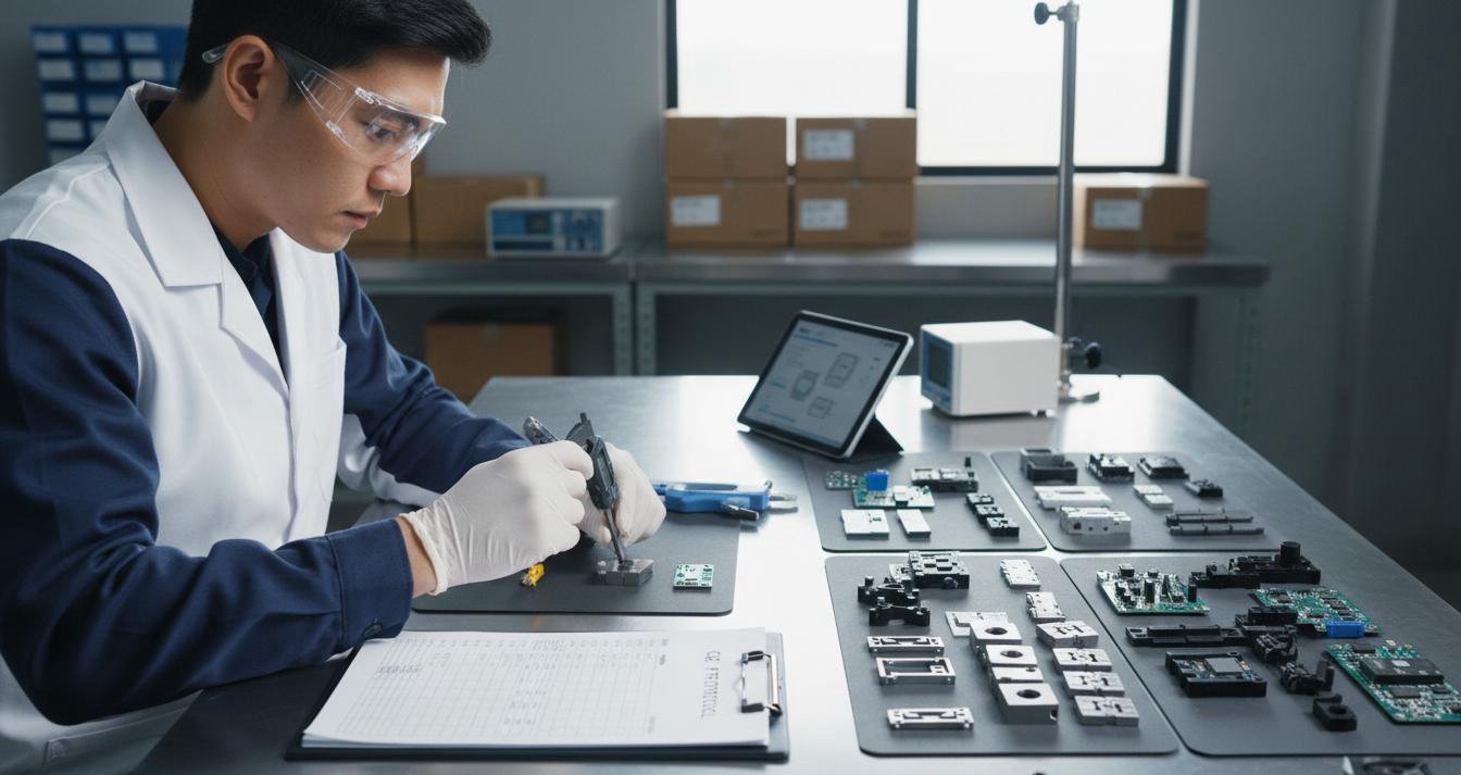 Quality control inspection at Chinese manufacturer